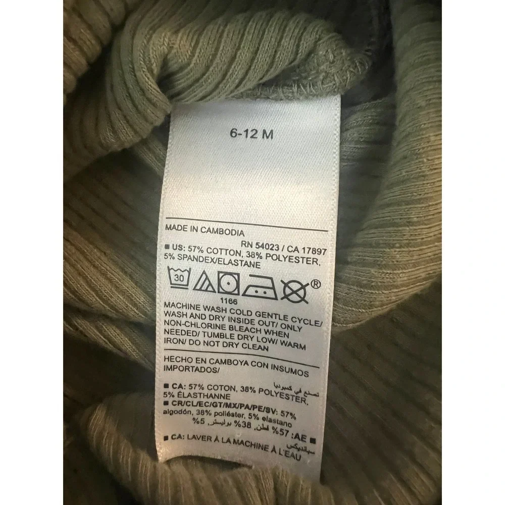 Old Navy Ribbed Short Sleeve Bodysuit Sage Green 6-12M Baby Onesie (0958)